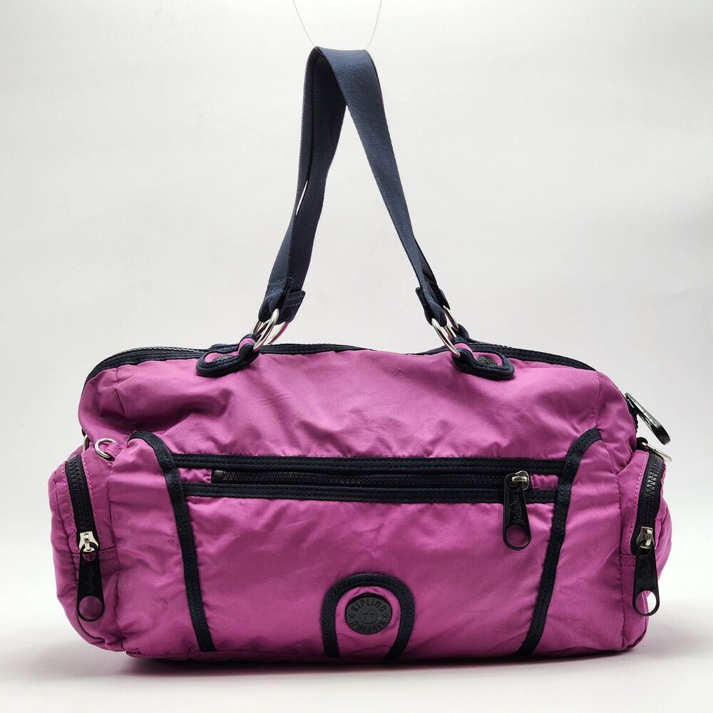 Kipling G*Rilla Girlz Purple Pink Nylon Weekender Travel Duffle Bag